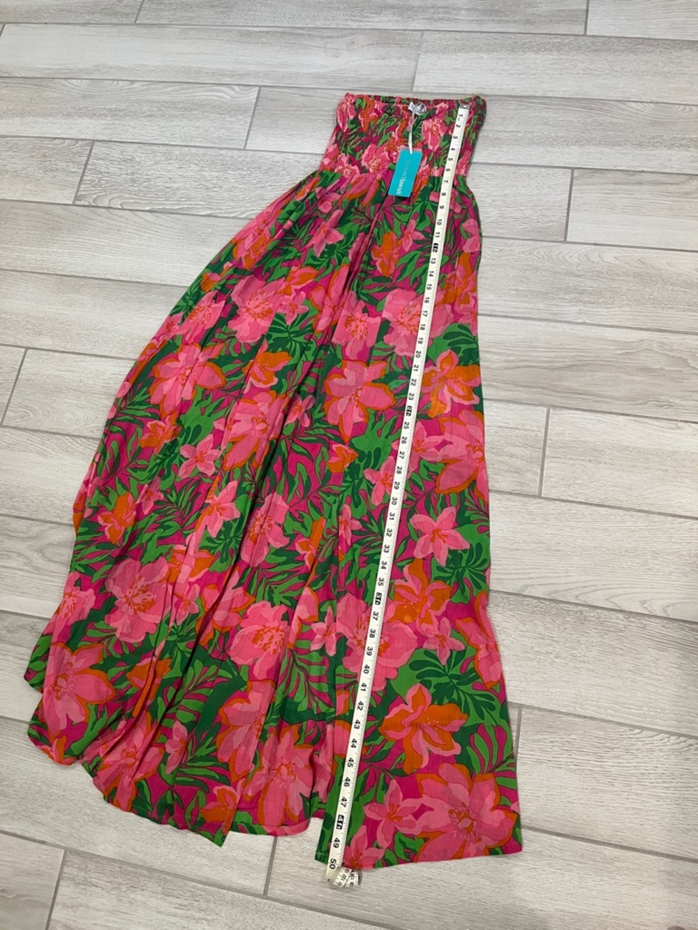 Tropical Floral Strapless Maxi Dress in Pink & Green-Tiare Hawaii-NWT - Picture 10 of 11